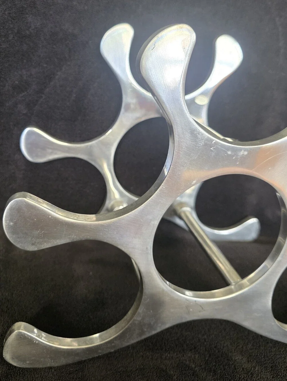 Vintage Michael Noll Attributed Aluminum 6 Bottle Wine Rack MCM Atomic